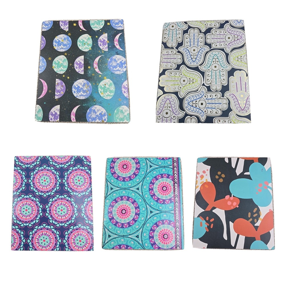 Top Flight Boho Celestial Pocket Folders Lot of 5 3 Ring Binder New